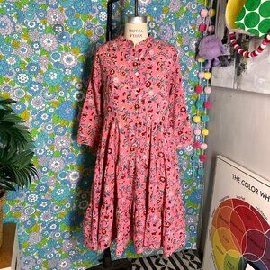 ZOJORA  Pink Floral Midi Tiered Rosie Dress  Size:OS